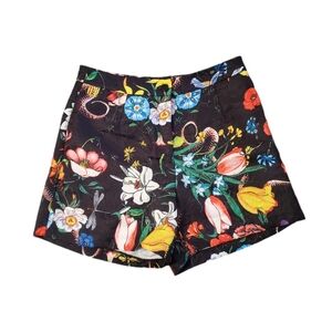 Women's Black Floral Multi-color Casual Bermuda Shorts Medium